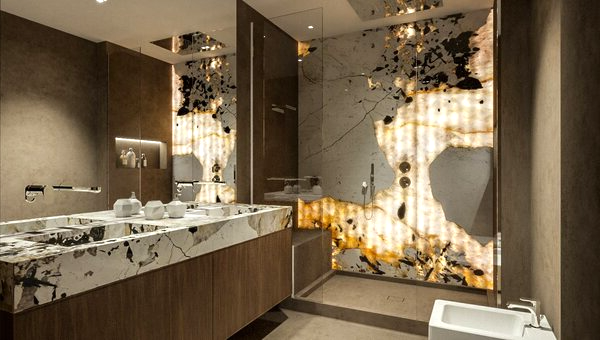 Применение мрамор в интерьере ванной 